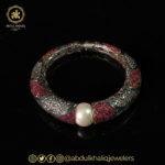Bangle with Pearl, Synthetic Ruby and Zirconias